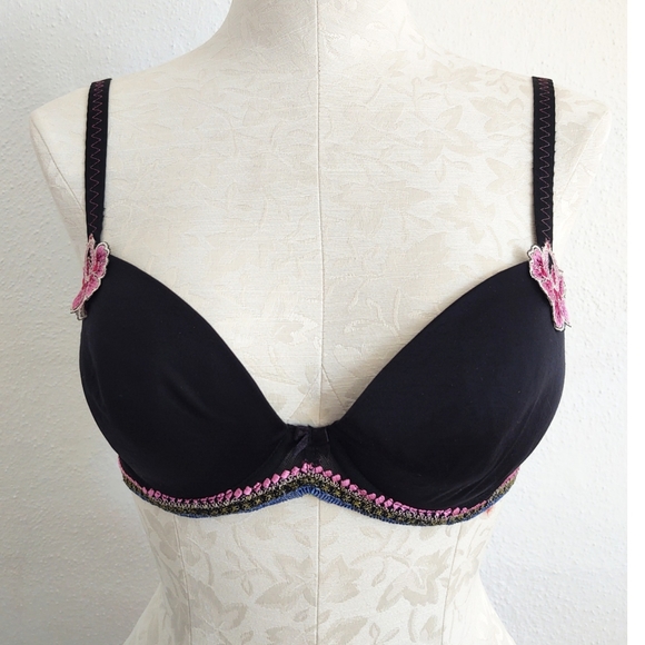 Simone Perele Bra Lingerie Embroidered Band & Lotus Flower Appliques Size 36B - Picture 2 of 13